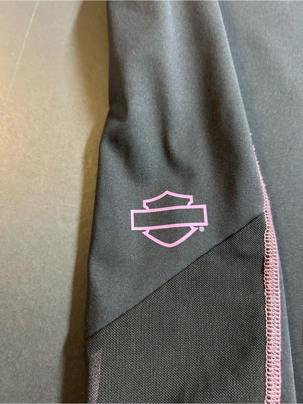 Harley Davidson Women's Black Leggings with Pink Contrast Piping-Support Cancer